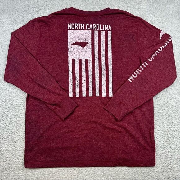 State Of Mine Shirt Mens Large Red North Carolina Long Sleeve Flag Logo Casual - Picture 5 of 12